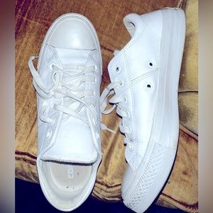 Leather white converse